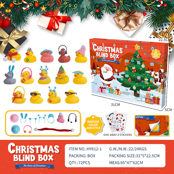 Gummibadand Juleblindboks Adventskalender Julevinyl Liten Gul And Blindboks 1