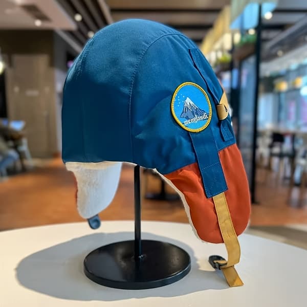Vintermössa med skyddsglasögon - Tjockt foder, Öronlapps-bombermössa för skidåkning & cykling, Vindtät & Varm Blue (hat Circumference 56-59cm)