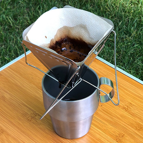 Sammenklappelig kaffefilter, sammenklappelig kaffefilterholder i rustfrit stål til rejser, camping, vandreture, kontor.