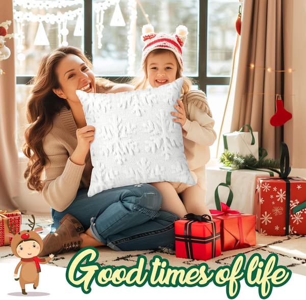 Julkuddöverdrag Snöflinga Juldekoration för Soffa Sovrum Vit 45x45 cm 2-pack