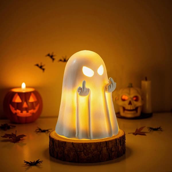 Søt Halloween Spøkelsesdekorasjon Harpiksfigur Skummel Spøkelsesstatue Pynt til Hjemmefest Veranda Hylle og Halloweenfest