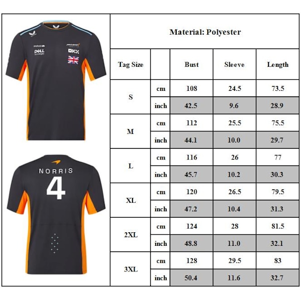 McLaren F1 2023 Officielt Team Lando Norris T-shirt Phantom Kortærmet 3XL