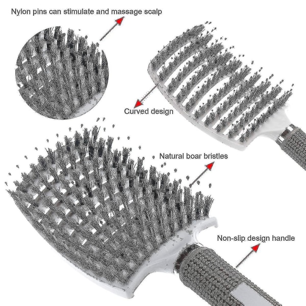 2-pack galtborstehårborste, krökt och ventilerad hårborste för hårborttagning, kompatibel med Lo