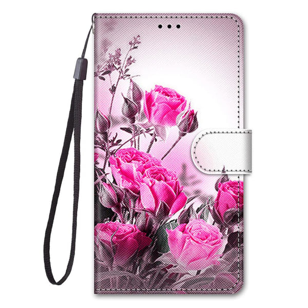 SQBB Fodral för Samsung Galaxy Xcover 5 Skal Magnetiska Fack Kreativt Rosblommönster Fodral Coque{EE}