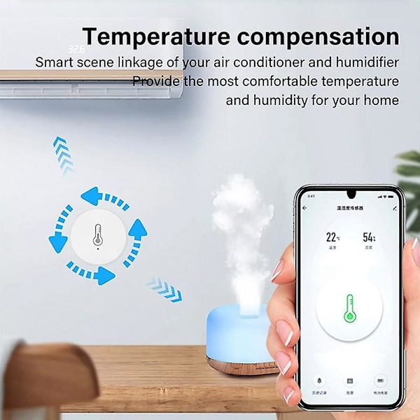 Zigbee Trådlös Temperatur- & Luftfuktighetssensor Inomhus Termometer och Hygrometer Fjärrövervakning