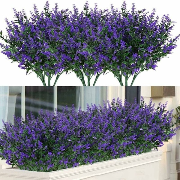 9 Stjälkar Konstgjord Lavendel Lila Falska Växter Lila Blommor för Hem Reception Kontor Uteplats Dekor eller DIY Bröllopsdekor