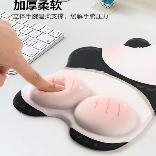 Rosa Panda Musmatta Handledsstöd Flickor Söt Halkfri Dator Kontor Högkvalitativ Silikon Tangentbord Handstöd Handled Lucky Panda-Set