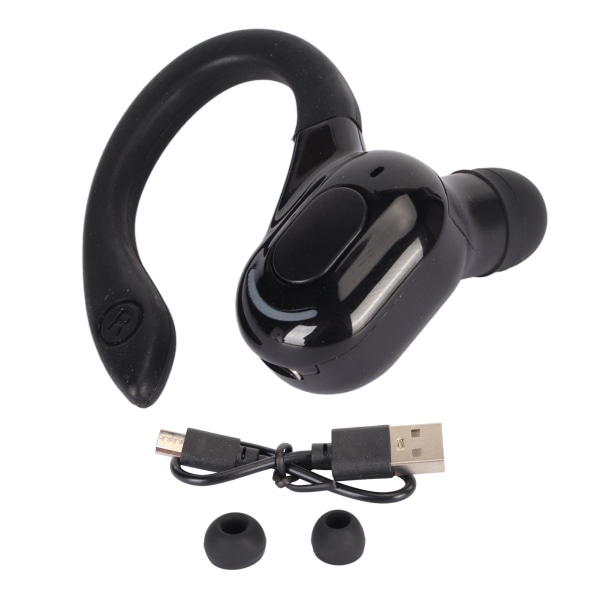 Bluetooth 5.2 Headset HiFi Stereoljud HD Samtal Brusreducering IPX4 Vattentät Trådlös Bluetooth hörlur Enkelöra Svart