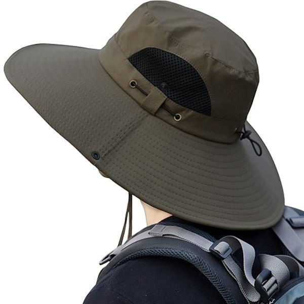 Solhatt Anti-UV UPF 50+ Utomhus Fiskehatt Bred Brim Fiske (Grön){ee} D