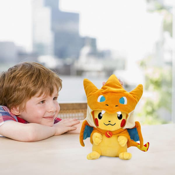 New with Charizard Hat Plush Soft Toy Stuffed Animal Doll 9 inch Open Mouth