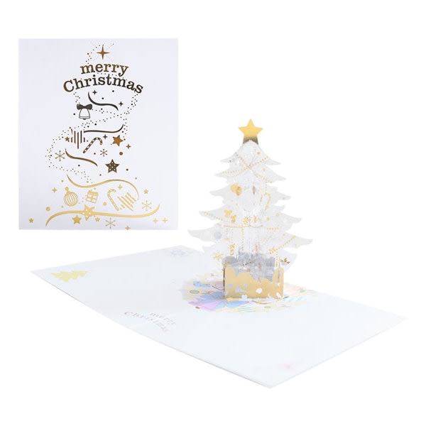 3D-julkort med kuvert, handgjord vykort, julgran