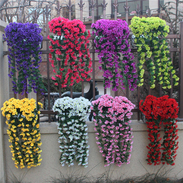 Livfull Konstgjord Hängande Orkidébukett Siden Lång Hängande Buske Blommor Snöre Bröllopsfest Heminredning Green