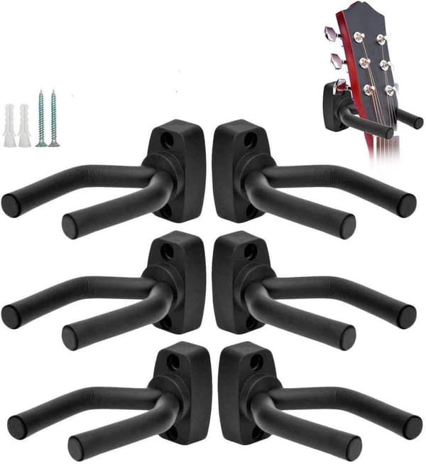 Justerbart Gitarr Vägghängare Fäste för Elbas Mandolin Banjo 6-Pack Svart