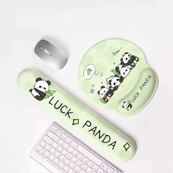 Rosa Panda Musmatta Handledsstöd Flickor Söt Halkfri Dator Kontor Högkvalitativ Silikon Tangentbord Handstöd Handled Lucky Panda-Set