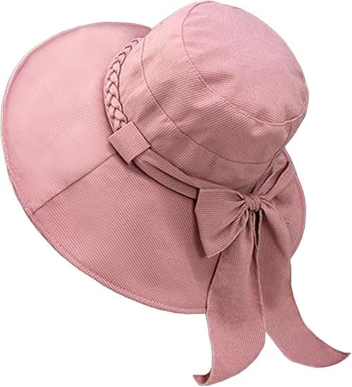 Dame Solhat Bred Skygge Foldbar Spandhat UV Beskyttelse Strandhat Pink Størrelse 58 cm
