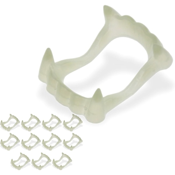 Vampyrtann Glow-in-the-Dark Vampyrfanger Voksne Kunstige Tenner Halloween Klesopp Halloween Vampyrtannregulering Perfekt