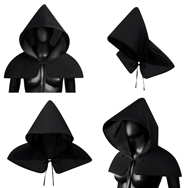 Gotisk Kort Kappe Unisex Rekvisitter til Halloween Fest Middelalderlig Hætte Cosplay Kostume Djævle Kapper Heks Troldmand Hætteklædte Kostumer