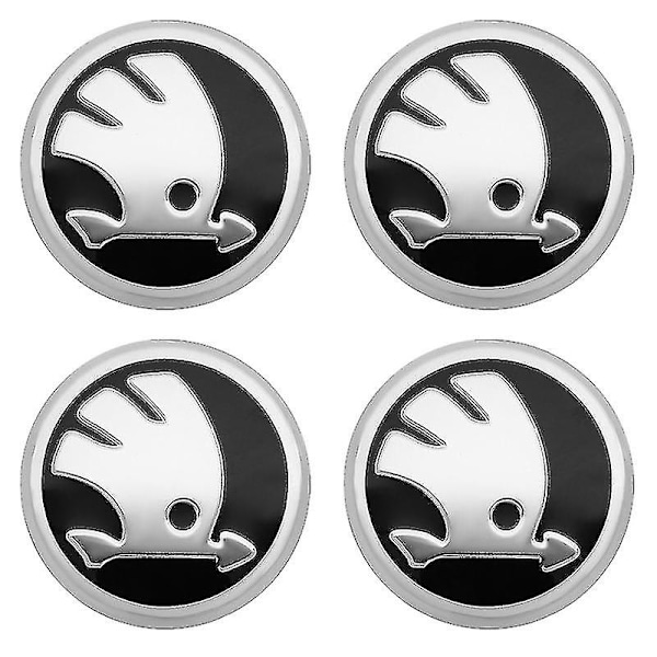 4 stk. 56 mm 60 mm Bilhjul Centerkapsel Dæksel Emblem Mærkater Tilbehør til Skoda Rapid Octavia Fabia Superb Kodiaq Kamiq, 56 mm Sølv