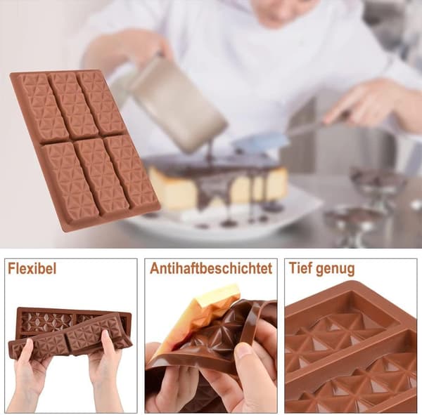 Silikone Chokoladebarforme til bagning af slik, genanvendelige non-stick bageplader til chokoladebarer, småkager og kager
