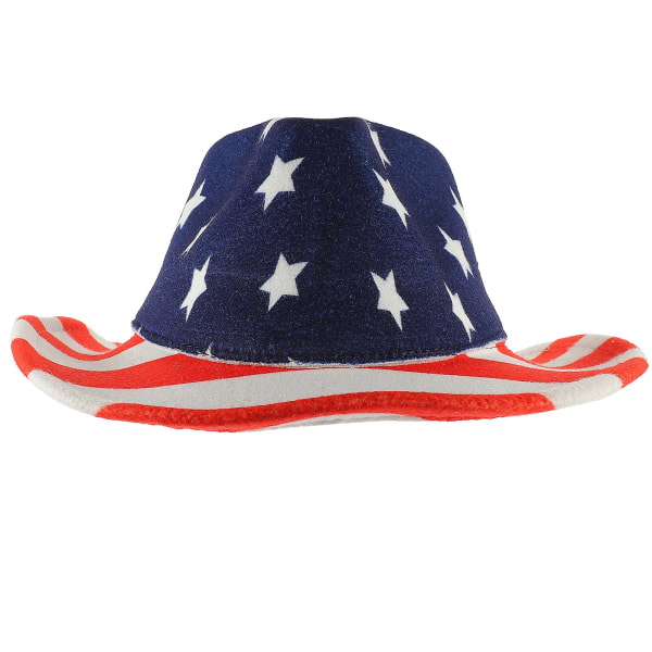 Cowboy-hattu Amerikan lippu Kesähattu Western Cowboy Hat Lomajuhlahattu (34X28X10CM)