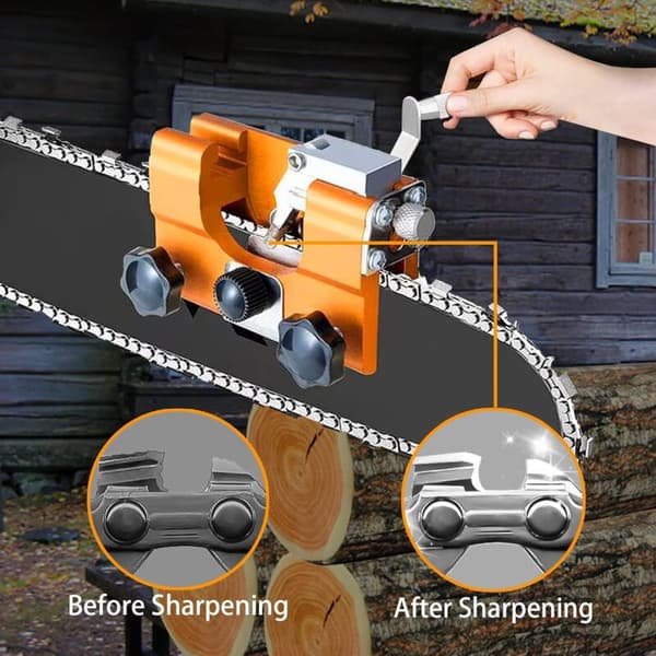 Chainsaw Sharpener with 3 Grinding Heads Compatible with All Chainsaw Types Manual Crank