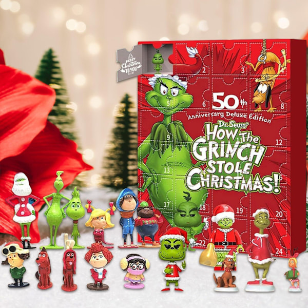 Juleblindboks med pynt og dekorasjoner Grinch panic