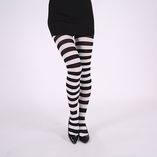 2 stk. kostymerekvisitter Stripete tights Halloween Jul Tights i regnbue og svart og hvitt Betterlifefg