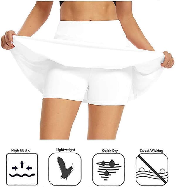 Højtaljet badenederdel til kvinder med indersål, sikkerhedsshorts, strandnederdel, sort S grå Grey M