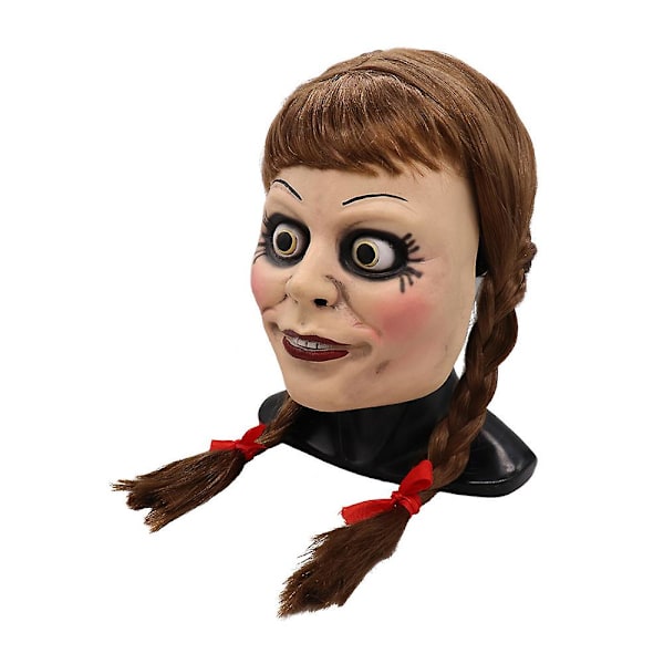 Annabelle Kokonaamio Pitkätukkainen Kauhu Cosplay Puku Rekvisiitta