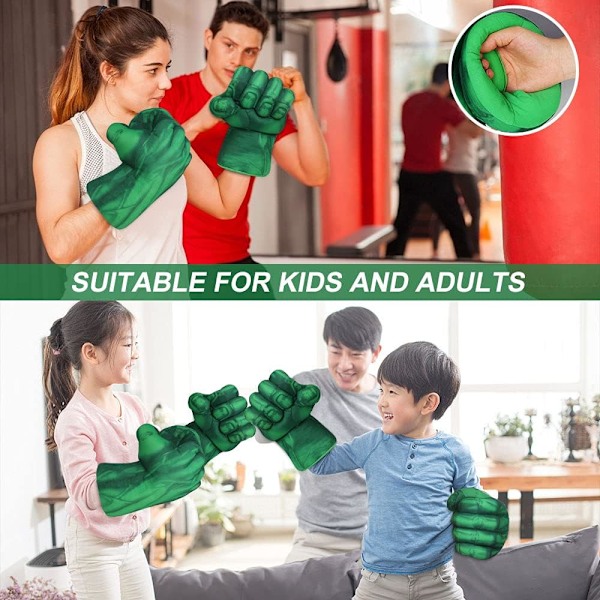 Hulk handsker, 1 par bløde boksehandsker Hulk kostume plys hånd Fis