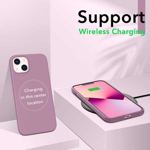 iPhone 13 Case, Liquid Silicone Case for 6.1 inch iPhone 13, Ultra-thin Case, Full Coverage Shockproof Protective Soft Case Mauve Rose