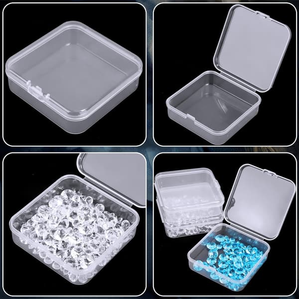 Liten förvaringslåda med lock 6,5x6,5x2cm Transparenta plastpärlbehållare Mini rektangulär organiseringslåda för tillbehör 24-pack