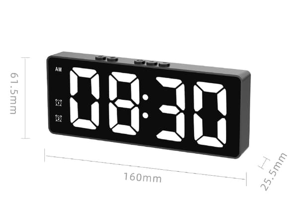 Modern LED Spegel Digital Väckarklocka med Temperaturvisning för Sovrum och Vardagsrum i Vitt