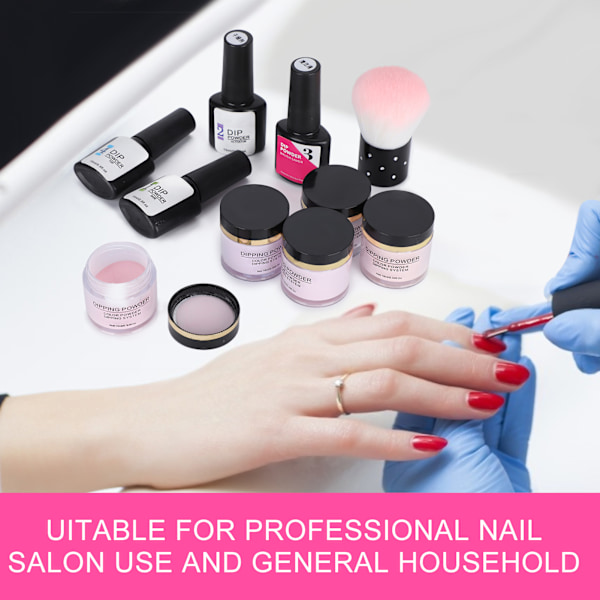 10 st Nageldippningspulver Set Nagelkonst Pulver Topp Baslack Gel Borste Manikyrverktyg (C Set){EE}