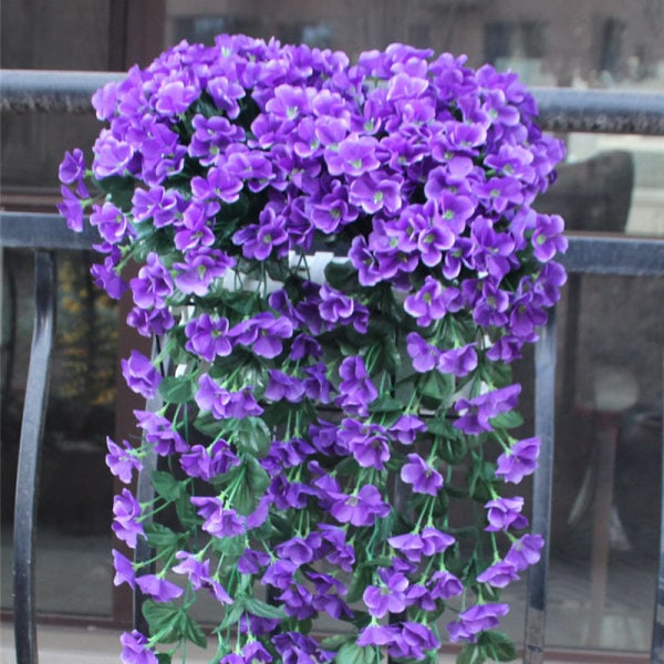 Livfull Konstgjord Hängande Orkidébukett Siden Lång Hängande Buske Blommor Snöre Bröllopsfest Heminredning Purple