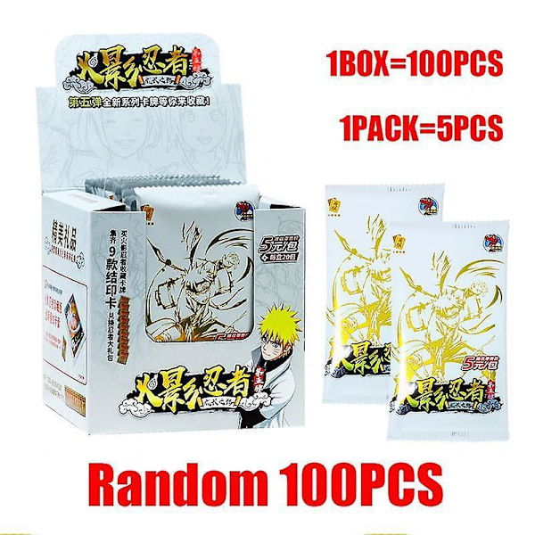 Naruto Spillekort Japansk Tegneserie Skolemester Serie SSP Kort Uchiha Sasuke Ninja Krig R Børns Legetøj C 20 PACK 100PCS