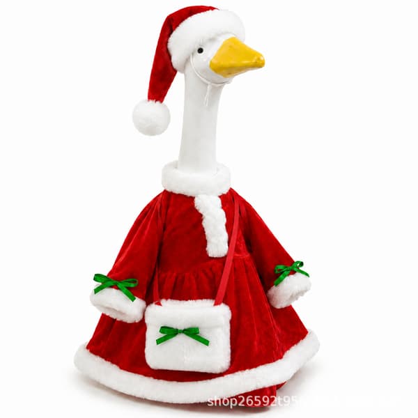 23 tommer jule-havefigur gås med ny vinterfrakke til veranda-julepynt Red socks with candy print