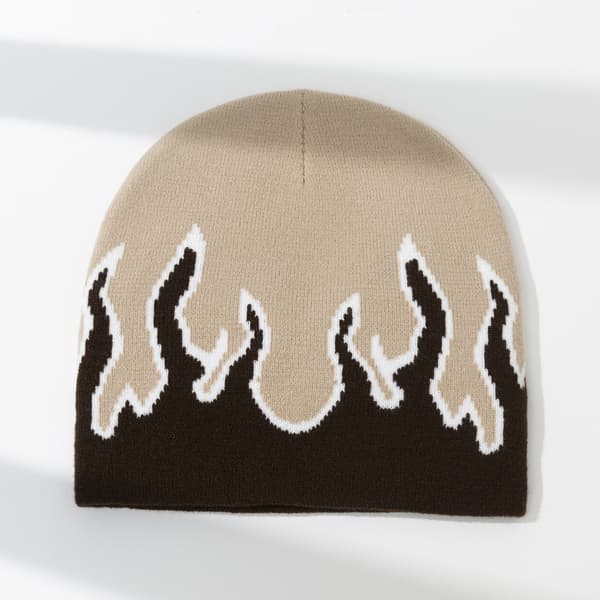 Tjock Varm Öronmuff Hatt Herr Vinter Flammtryckt Ridmössa Stickad Green Grey