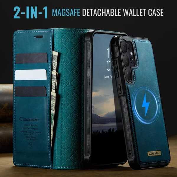 Magnetic RFID Blocking Leather Case for Samsung Galaxy S26 Ultra 5G Grön