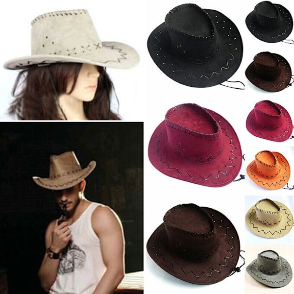 Cowboyhatte til mænd og kvinder, western-stil hatte, vilde, elegante, neutrale grå grey Well,