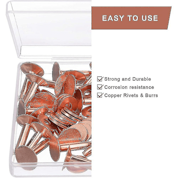 50 set koppar nitar och nitar, koppar nitar för läder för bälten plånböcker kragar läder diy cr lin