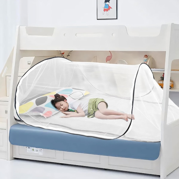 Sammenleggbart myggnett for enkeltseng, finmasket, reise- og camping Pop-Up nett (Svart){EE] Black