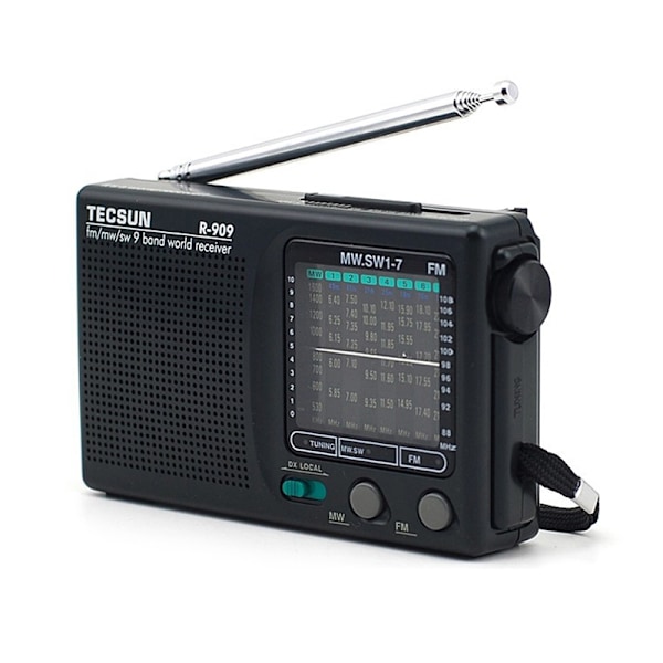 Bärbar Radio FM MW(AM) SW(Kortvåg) 9 Band Värld