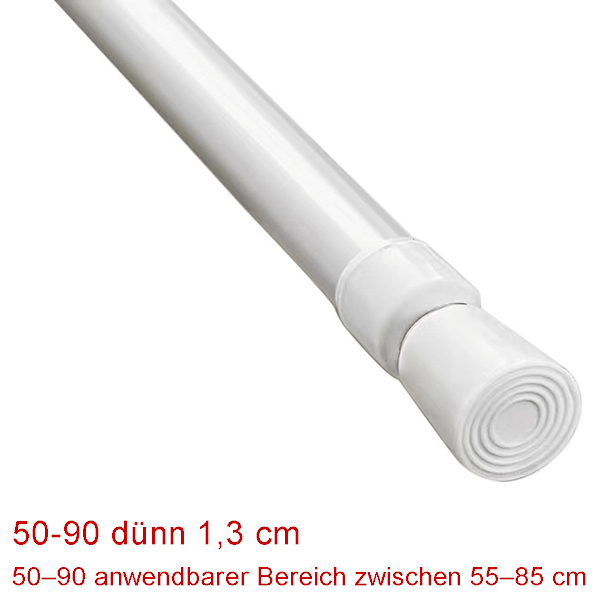 Duschdraperistång för fastklämning, utdragbar, 50-90cm, nickelfärgad