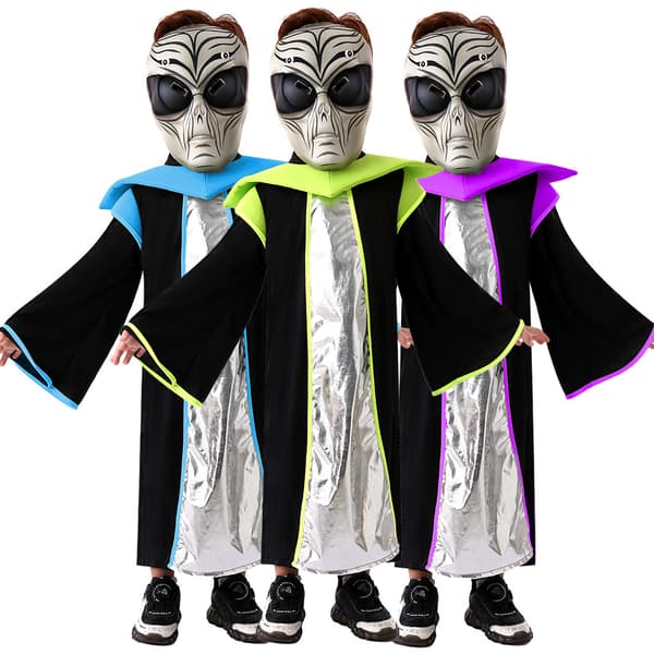 Halloween Alien Cosplay Kostume til Børn Sci-Fi Inspireret Performance Outfit Alien ET Gray Mask M