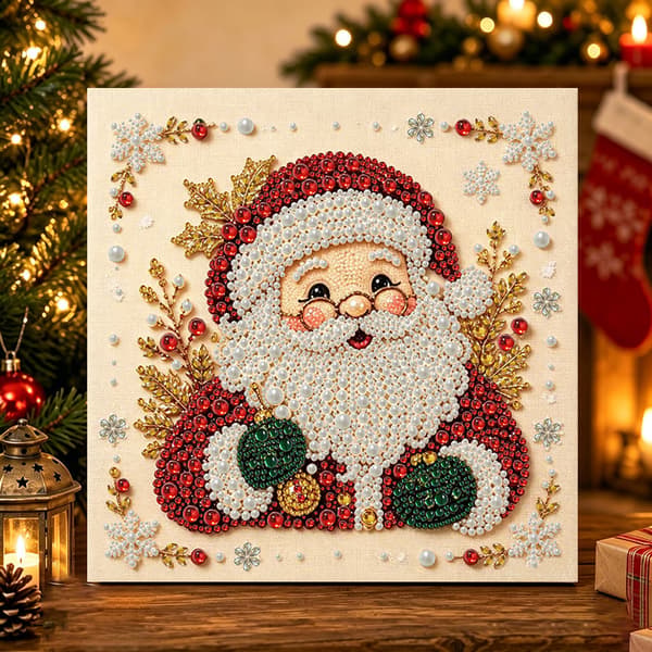 30x30 Diamantmaling Juleperle DIY Håndlavet Rhinstensdekorationssæt (size 37X37cm) MS3302