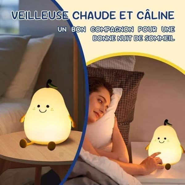 Genopladelig Babynatlampe - Silikone Touch Natlampe til Børn og Mødre - 7 LED-farver