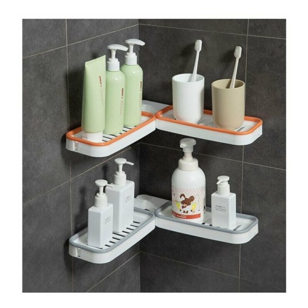 Väggmonterade toalett hyllor, hålfria badrumshyllor, fyrkantig badrumsförvaringshylla (vit?? orange)