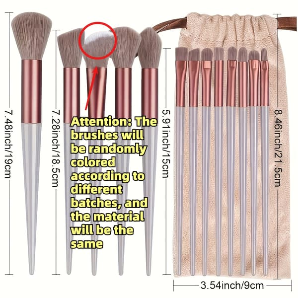 13 stk. Professionelt Makeup Børstesæt med Bløde Børstehår til Øjenskygge, Foundation og Blush Påføring Polychromatic