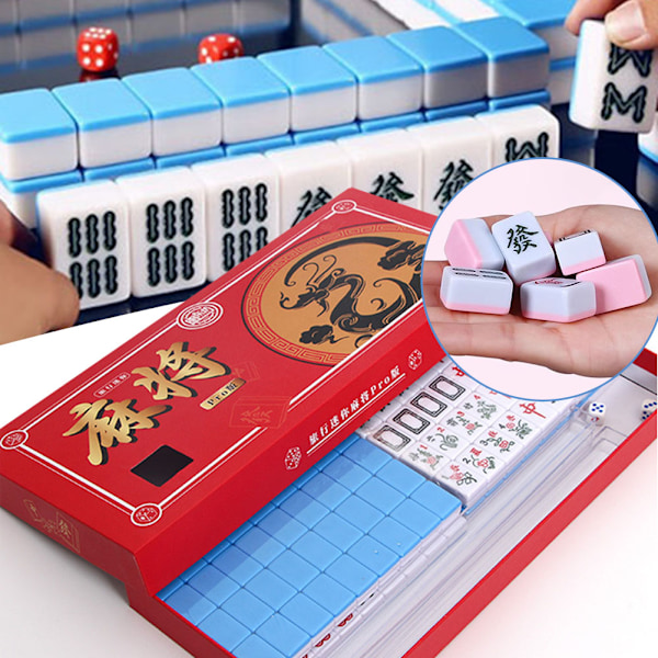 Bärbar Liten Handgnuggande Mahjong Logiskt Tänkande Övningsspel Gåva till Vänner Familj Forest Green